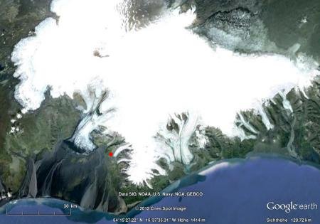 Vatnajökull; (c) Google Earth